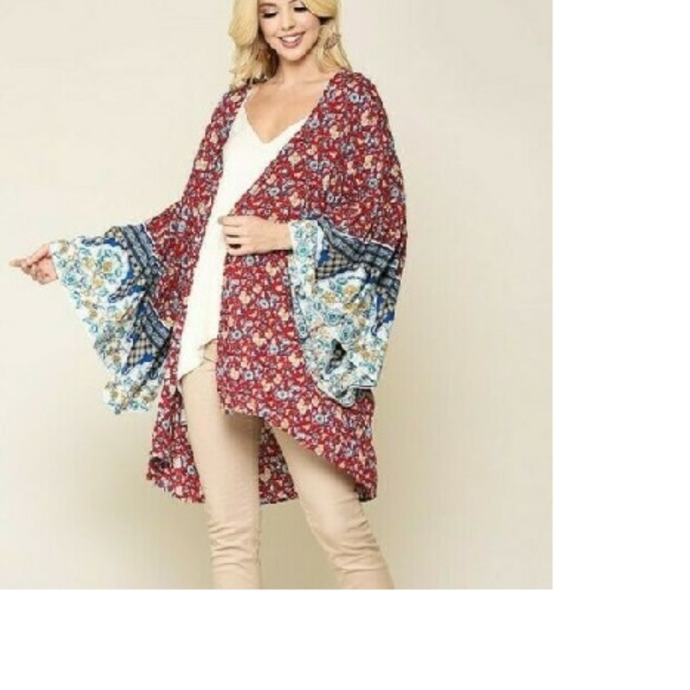 Gigio Kimono Jacket Wanderlust Coastal Boho Festival Beachy Open Flowy S M
